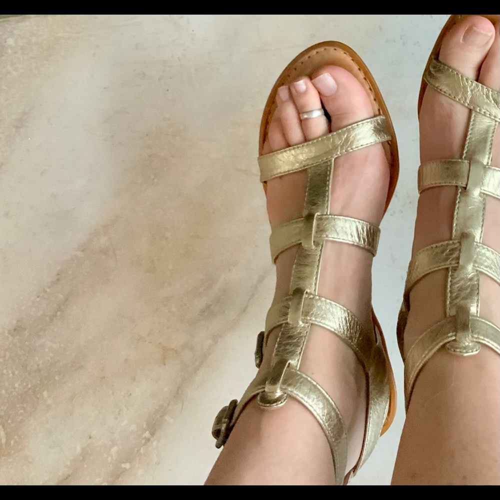 Gold Born Leather Gladiator Sandals